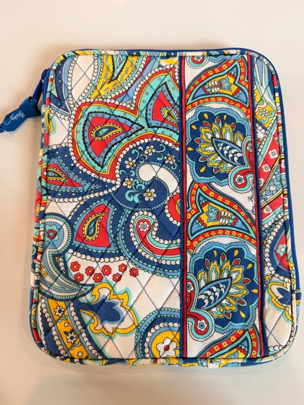Vera Bradley Quilted iPad Sleeve — Blue, Red, Yellow Paisley